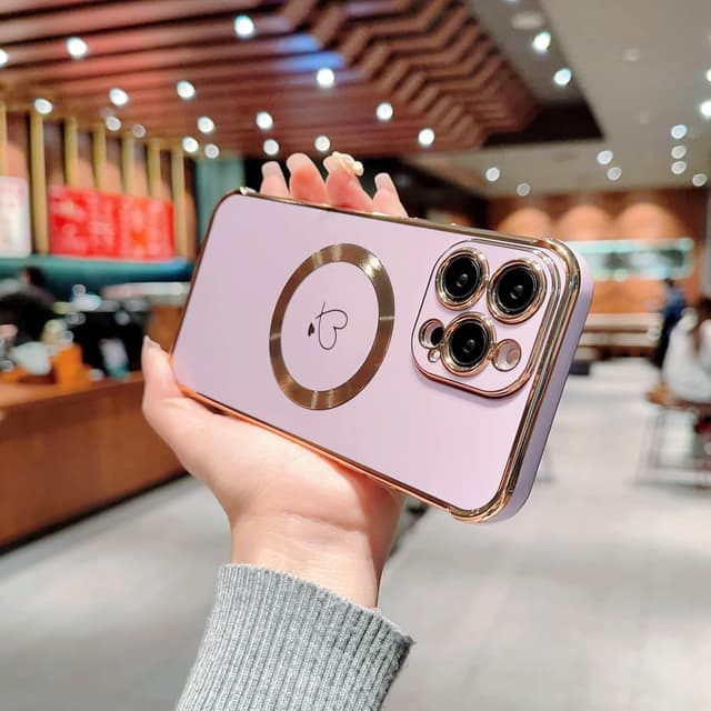 Thumbnail 6 de ZTOFERA Magnetische Hülle für iPhone 14 Pro Max mit MagSafe-Funktion und Herzmuster (lila)