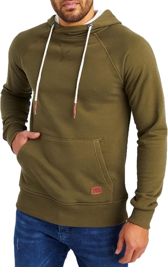 Detalle de Leif Nelson felpa con cappuccio uomo LN-8125 cachi, Large