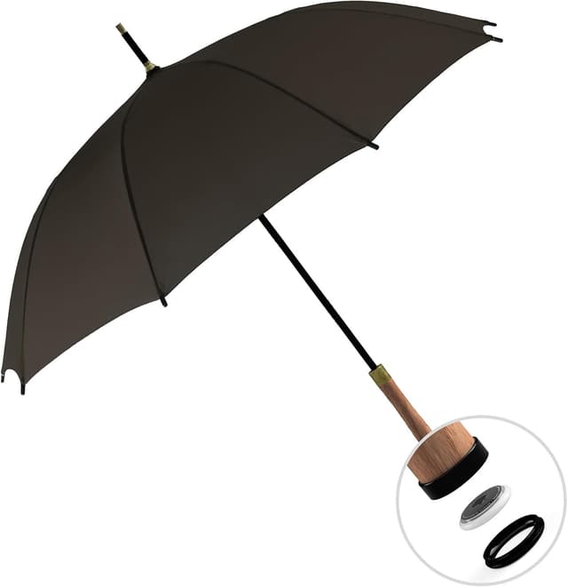 Detalle de Steinweber Airbrella intelligenter Regenschirm mit AirTag-Versteck – sturmfest & wasserdicht, 98 cm Länge