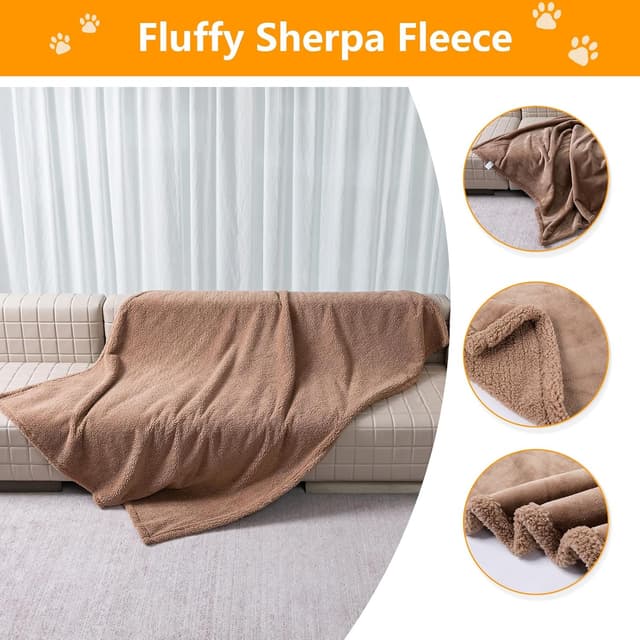 Detalle 2 de Maidewow Brown waterproof dog blanket (reversible, leakproof) for couch & bed