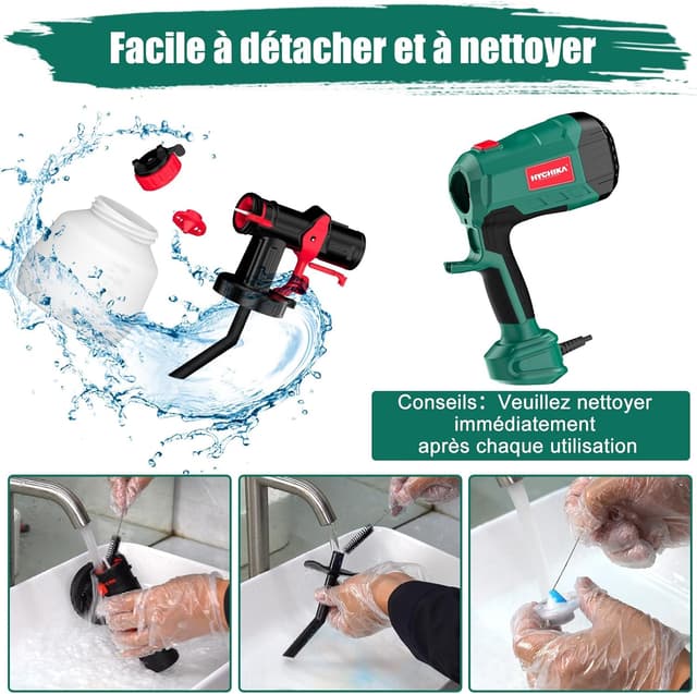 Thumbnail 5 de HYCHIKA Pistolet à Peinture 600W HVLP 1200 mL