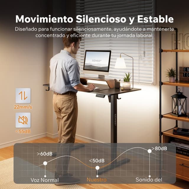 Detalle 2 de SENSE7 Nojo Light Escritorio regulable eléctrico 120×60 cm