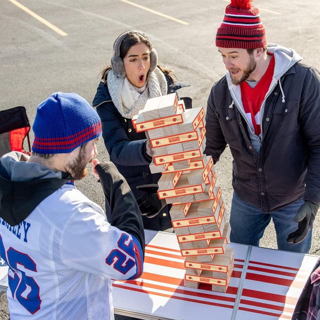 Detalle 2 de Wild Sports NFL Giant Stacking Wooden Blocks (Official League Team Logos) – Tumbling Tower Classic Family Game