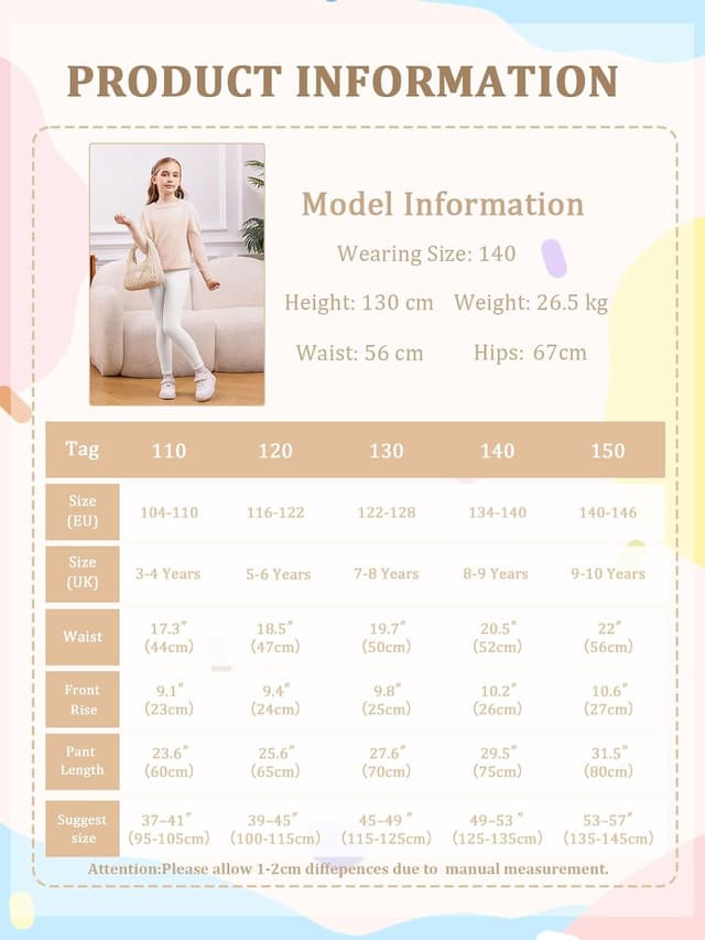 Thumbnail 3 de Vorvowry Girls Fleece Lined Leggings thermal tights