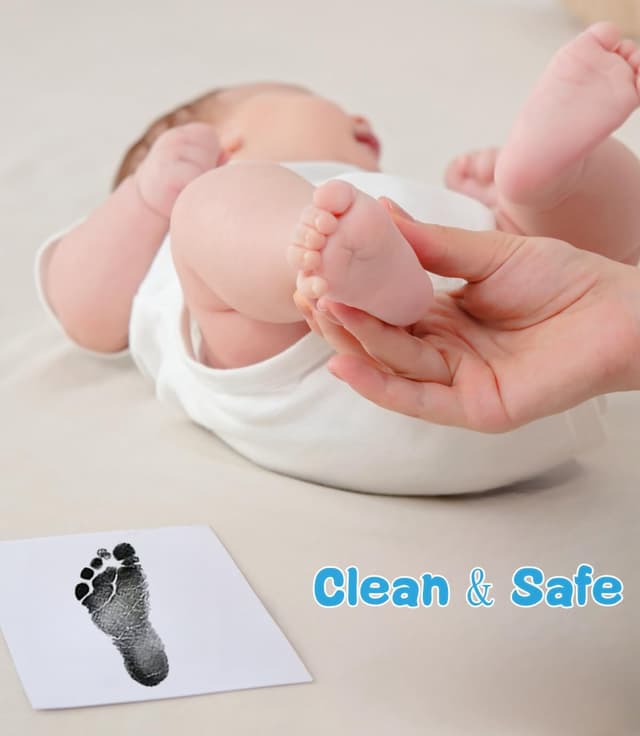 Detalle de Zemiu Fußabdruck Handabdruck Baby Set – Abdruck-Set für Baby bis 0–18 Monate, 10 × 15 cm, 4 Clean-Touch-Stempelkissen