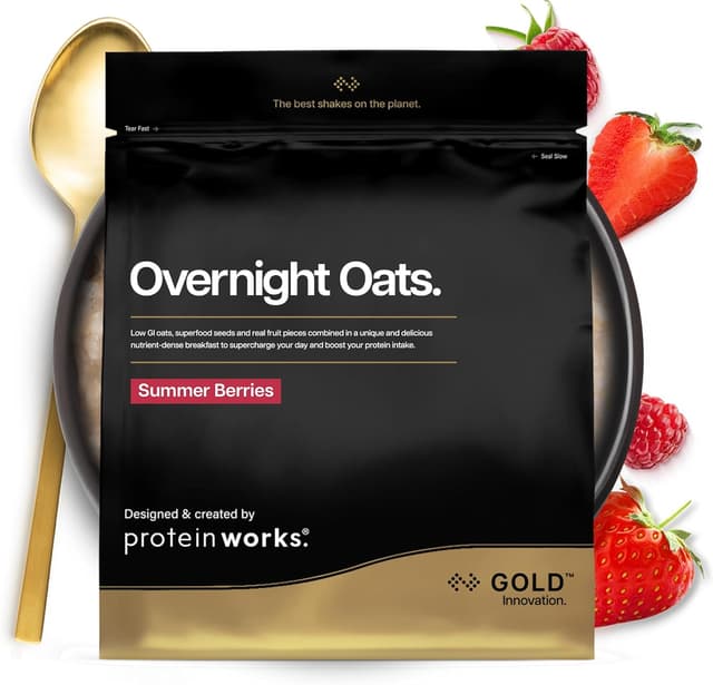 Detalle de Protein Works Overnight Oats – GOLD Innovation mit Chia & Leinsamen (14 Portionen, 1 kg)