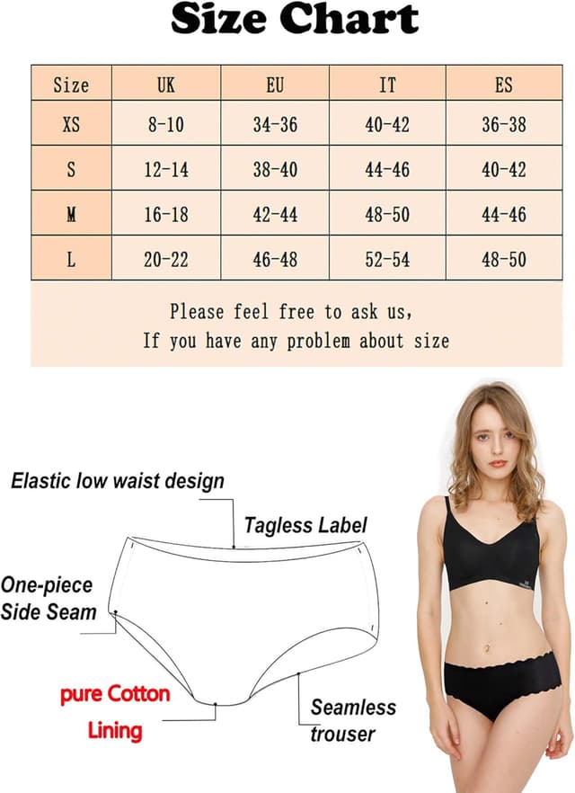 Detalle de Culottes femme Donpapa sans couture en microfibre (lot 3/6) – invisibles sous les vêtements