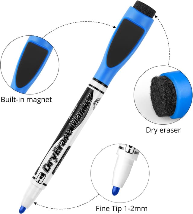 Thumbnail 6 de Autoau 15 pack Whiteboard Markers (15 colours) with magnetic caps and eraser