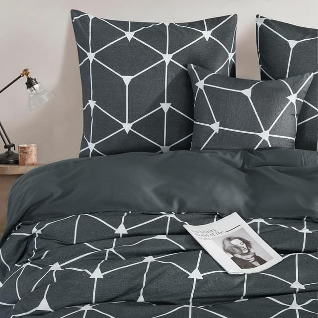 Detalle de RUIKASI Bettwäsche 135x200 4-teilig Anthrazit
