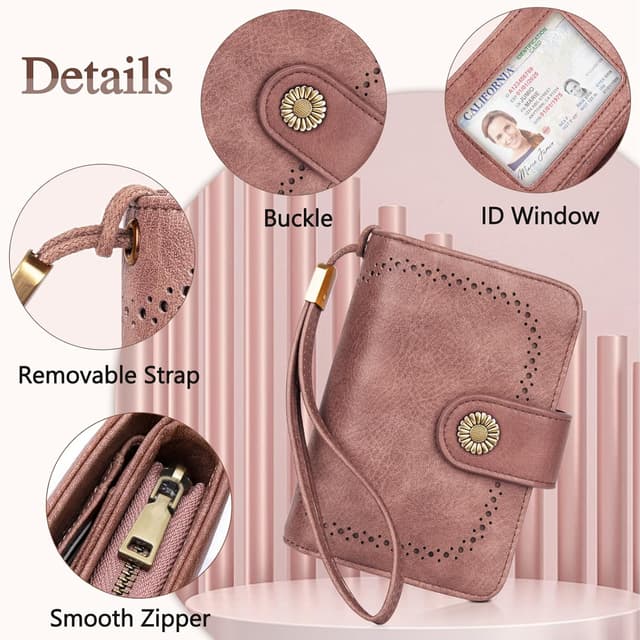 Detalle de TEUEN Damen-Geldbörse mit RFID-Blockierung, Vintage-Design und großer Kapazität