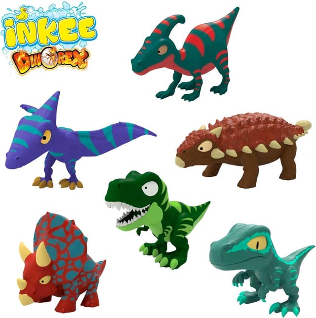 Detalle 2 de INKEE Geschenkbox DINO mit 6 Kinder-Badebomben und 6 sammelbaren Dinosaurier-Spielzeug