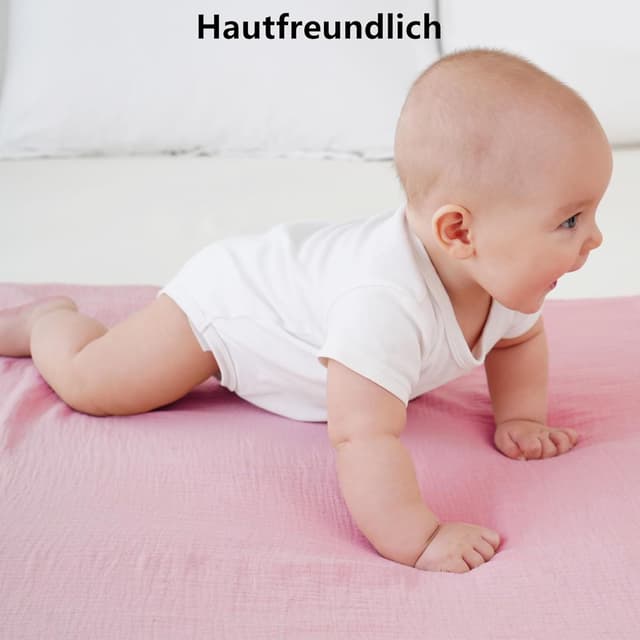 Thumbnail 3 de Kewlife gift Baby Pucktuch Musselin-Wickeldecke 104 x 94 cm aus 100 % Baumwolle (Lila/Rosa)