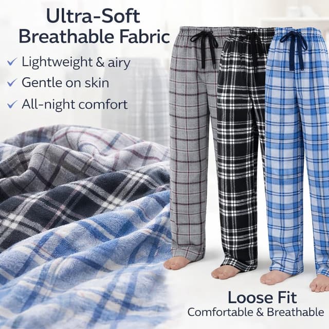 Detalle 2 de US Angels 3-Pack Boys Pajama Pants (Soft Micro Fleece or Jersey Knit) – Kids PJ Bottoms, Size 7-20