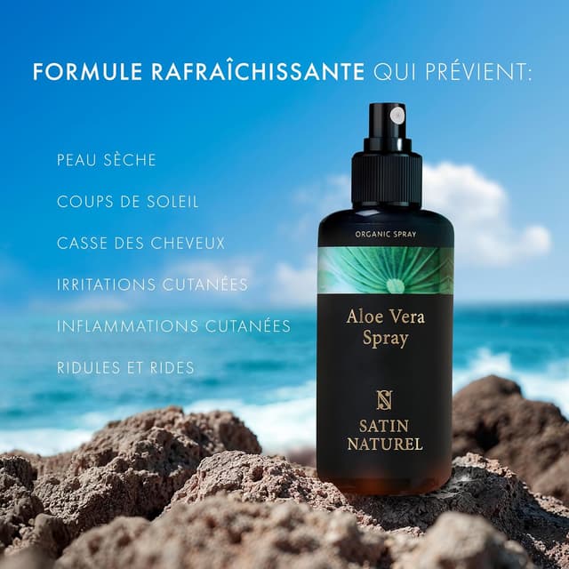 Detalle de Satin Naturel Brumisateur Visage Aloe Vera Bio 200 ml – spray hydratant apaisant pour peau sensible