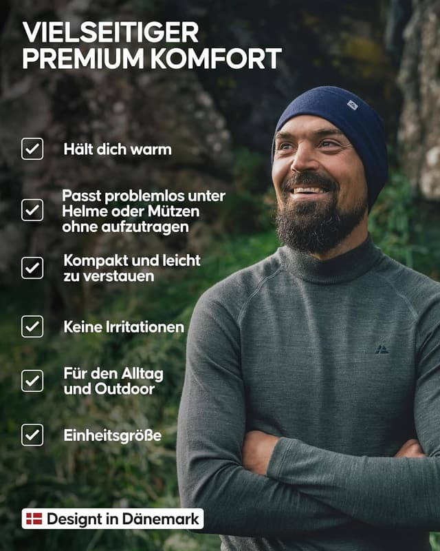Detalle de Merino Laufmütze von Danish Endurance mit 80% Wolle