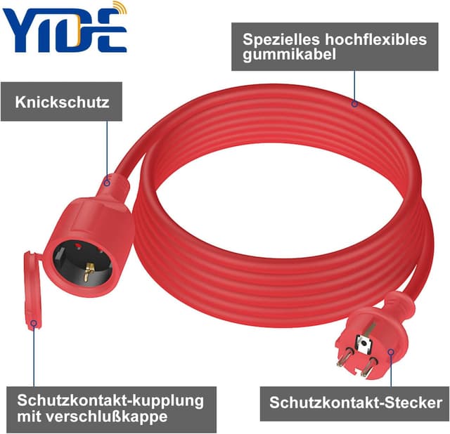 Detalle de YIDE Verlängerungskabel 4 m Outdoor, 3G1,5