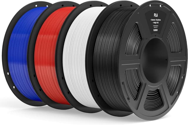 Detalle de ELEGOO PLA Filament 1.75mm Bundle 4KG (4x1KG) for FDM 3D Printers – Black, White, True Red & Dark Blue