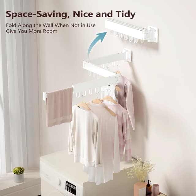 Thumbnail 1 de JAUREE Wall Mounted Drying Rack with 18 Hooks