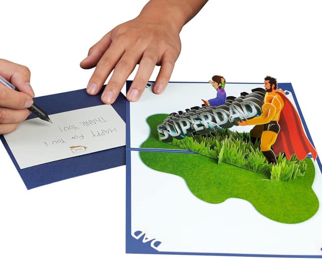 Detalle de MMagic Ants Vatertag Karte „Super Dad“ – 3D Pop-up Glückwunschkarte zum Vatertag