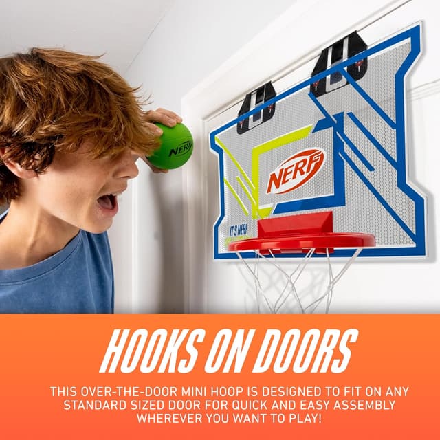Thumbnail 1 de NERFOOP Elite Basketball Hoop Set — Over-the-Door Mini Hoop with Foam NERF Basketball
