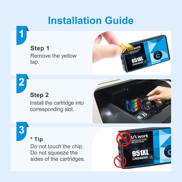 Detalle 2 de Uniwork compatible ink cartridges (4-pack) for HP 950XL/951XL — black, cyan, magenta & yellow