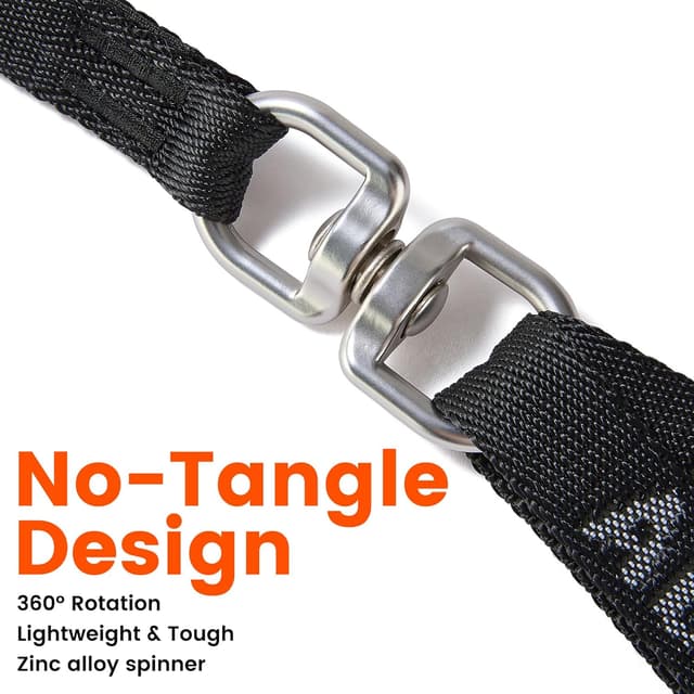Detalle de HOWGO Double Dog Leash with 360° Swivel, No-Tangle Split Leash Coupler (Black, 4/5" x 4.8 FT)