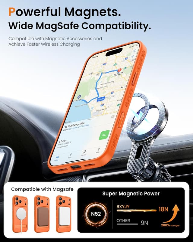 Detalle de BXYJY Magnetic Case with Stand for iPhone 17 Pro Max (Orange) + Privacy Screen Protectors + Camera Control