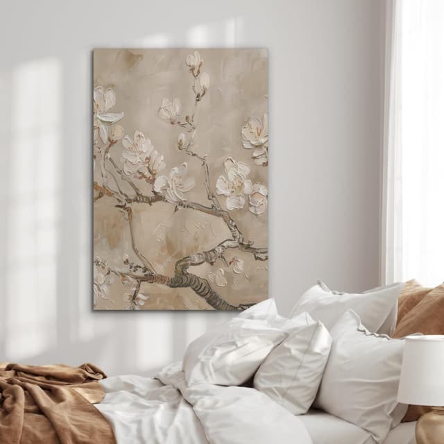 Detalle 2 de Décoration murale en feutre 70x100 cm MuchoWow – design floral beige/blanc pour salon et chambre