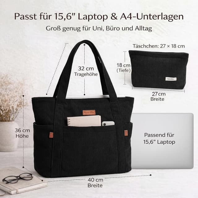 Detalle de Captain Blues Cord Tasche Damen 40×36×12 cm