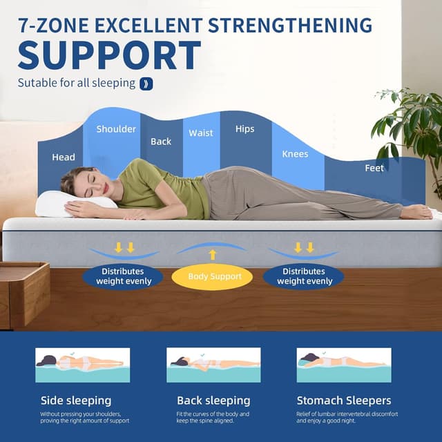 Detalle de wowttrelax King 5ft 8 memory foam mattress