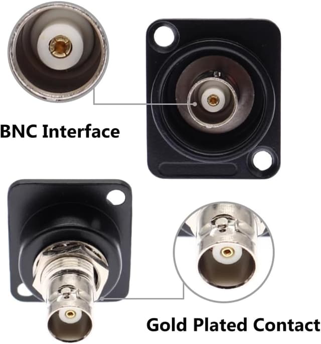 Detalle de PENGLIN D-Type BNC Panel Mount Connector (50 Ohm) – Female-to-Female Pass-Through Coax Adapter