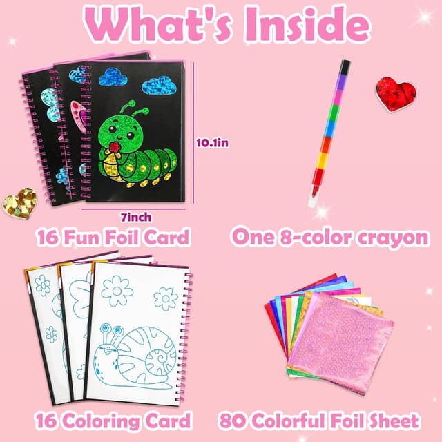 Detalle de LIKYMO Foil Art for Kids (Insects) – mess-free foil craft book for ages 4–9