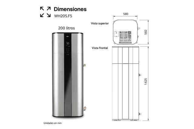 Detalle 1 de LG WH20S 200ℓ Aerotermo Aqua Therma
