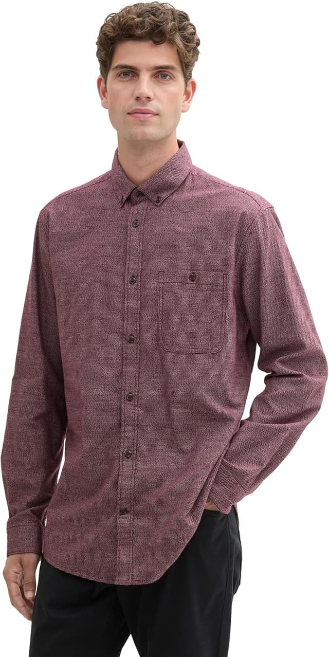 Detalle 2 de TOM TAILOR Camicia Uomo in chambray di cotone con taschino sul petto