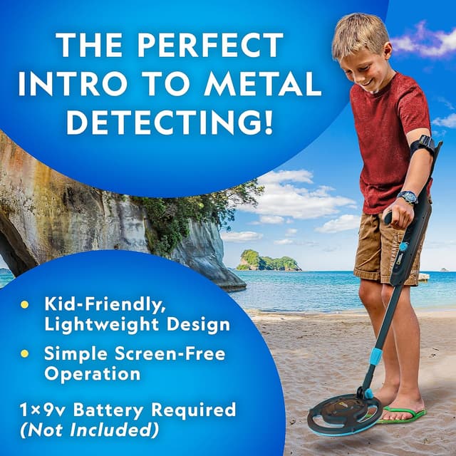 Detalle de Blue Marble National Geographic Metal Detector Beginner Kit for Kids (18.8 cm waterproof coil) — beach treasure hunting