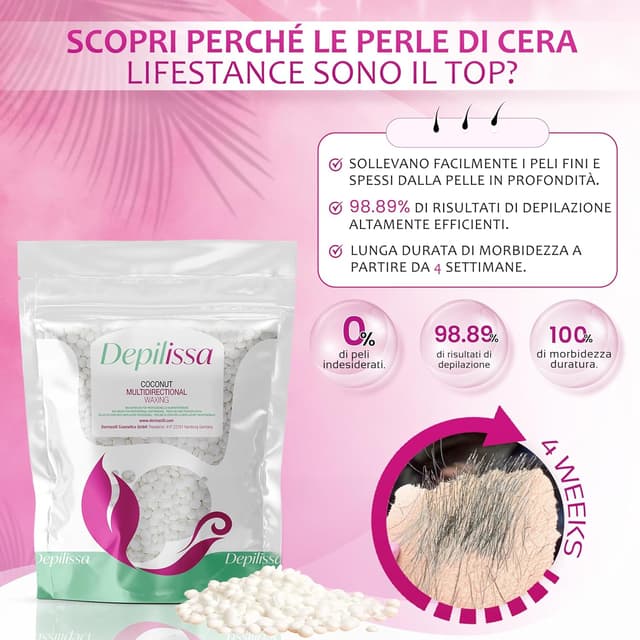 Detalle de DEPILISSA Perle di Cera Brasiliana Multidirezionale Depilissa Coconut 400g