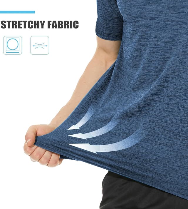 Detalle de TACVASEN Herren Meliert Sport-T-Shirt Kurzarm – schnelltrocknend mit reflektierenden Streifen
