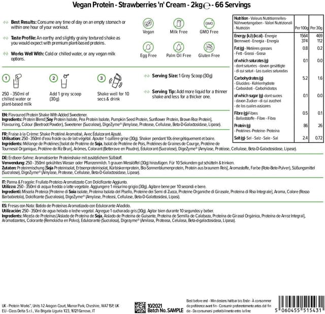 Thumbnail 4 de Protein Works - Proteína Vegana de Fresas con Nata 🍓🌱 2 kg