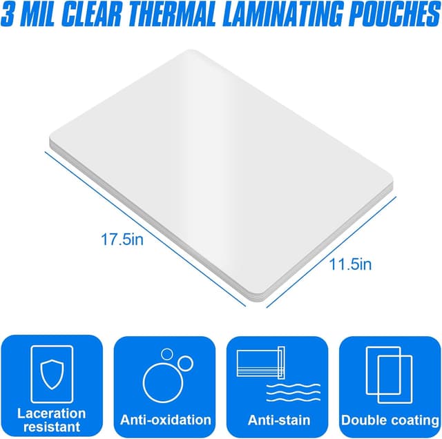 Detalle 2 de HERKKA 100 Pack Laminating Sheets 11.5 x 17.5 in 3 Mil