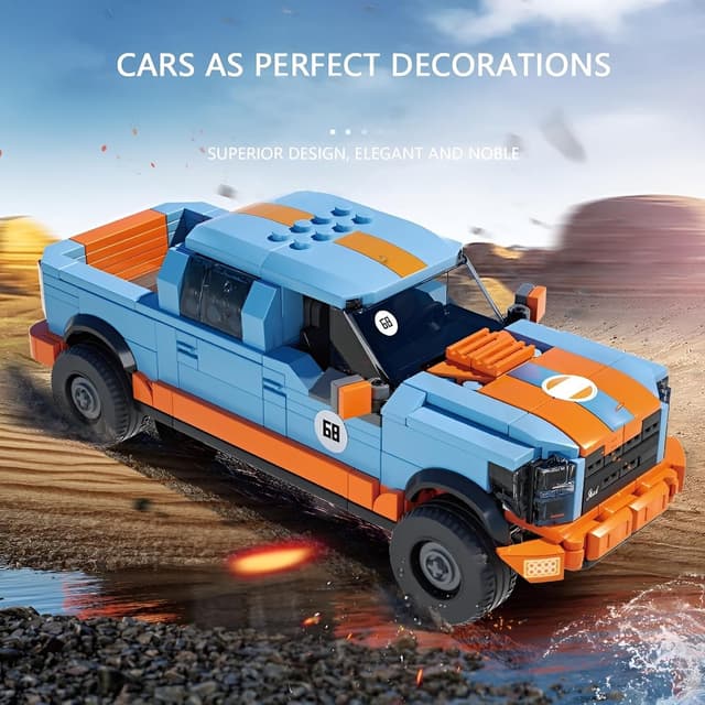 Detalle de DrmBeyd Technik Sportwagen Bausteine-Set (457 Teile) – Modellbau-Pickup im F-150 Stil für Heimdekoration