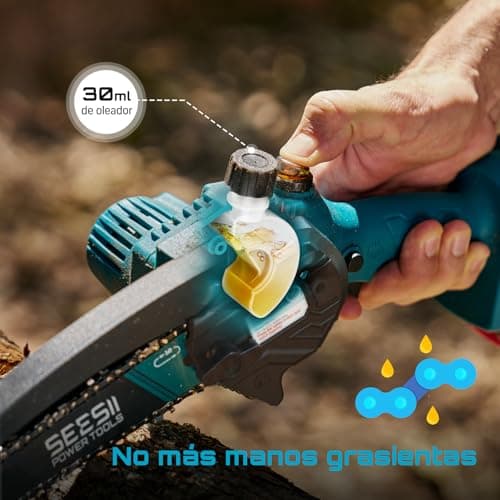 Detalle de SEESII 6'' Mini Motosierra a Batería de 900W con 2x4000 mAh