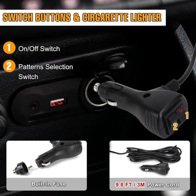 Detalle 2 de I LITTON Amber & White Windshield Strobe Light 8.4" 🚨