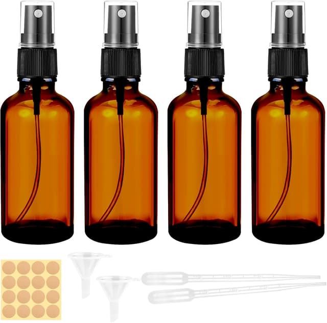 Detalle de 50ml amber glass mist spray bottle 4 pack
