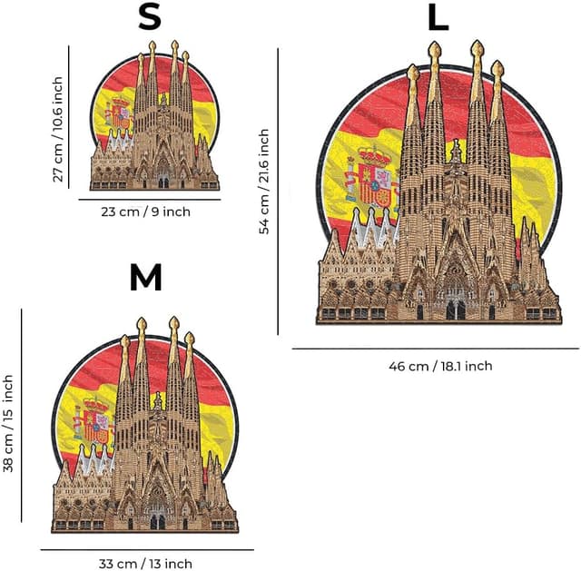 Detalle de Iconic Puzzles Sagrada Familia – Puzzle en bois éco-durable, Monuments emblématiques, taille M (270 pièces)