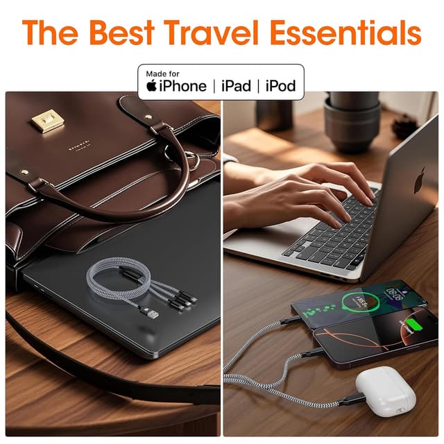 Detalle 1 de AICHUA 3 in 1 multi charging cable 10ft