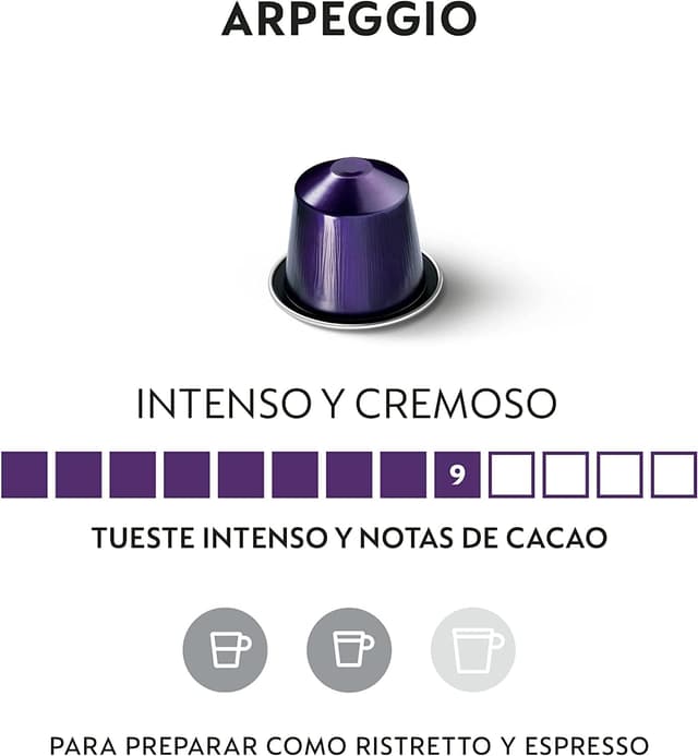 Detalle 2 de Nespresso Original Arpeggio ☕️ 100 Cápsulas, Café Intenso y Descafeinado