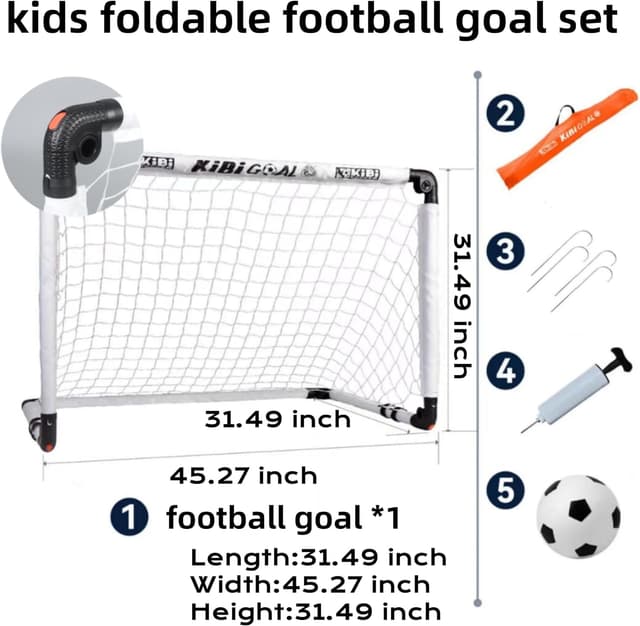 Detalle 2 de KiBiGOAL foldable kids football goal set (indoor & outdoor) with pump, carry bag and No. 3 ball