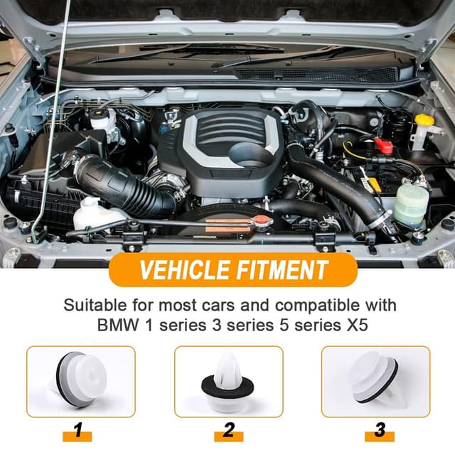 Detalle de URAQT set da 50 clip e rivetti in plastica universali per fissaggio pannelli auto e portiere