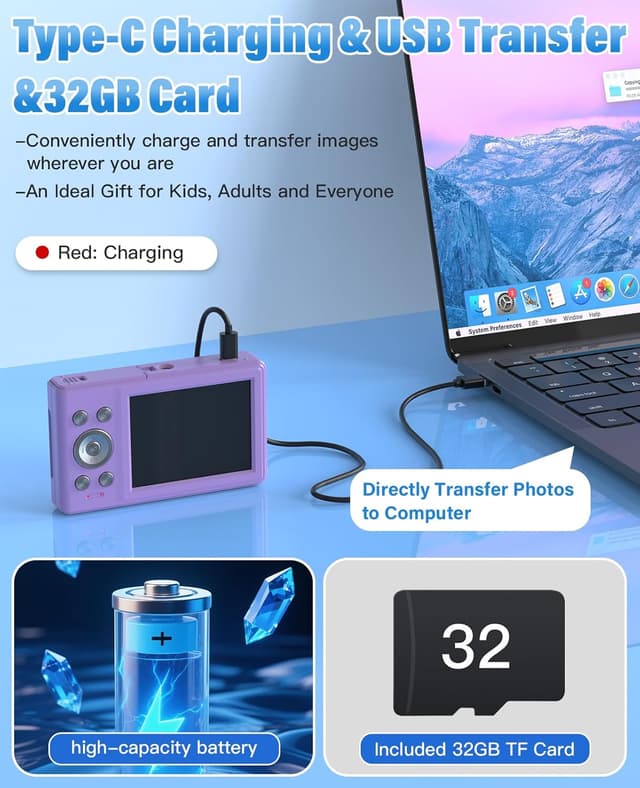 Thumbnail 4 de Digital Camera for Kids 32GB 16X Zoom