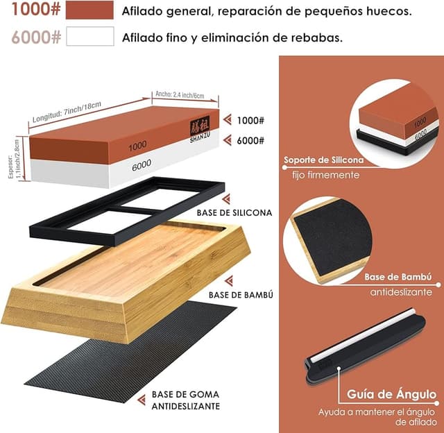 Detalle 2 de SHAN ZU Piedra de Afilar Cuchillos 1000/6000 🤲